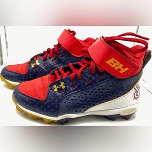 Under Armour Boys Bryce Harper 6 Mid RM LE 3024326-100 Red Baseball Cleats 3.5Y